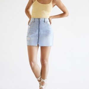 PACSUN Zip Front Denim Skirt